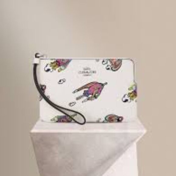 Coach Cosmic Corner Zip Wristlet With Rocket Print - Picture 6 of 6